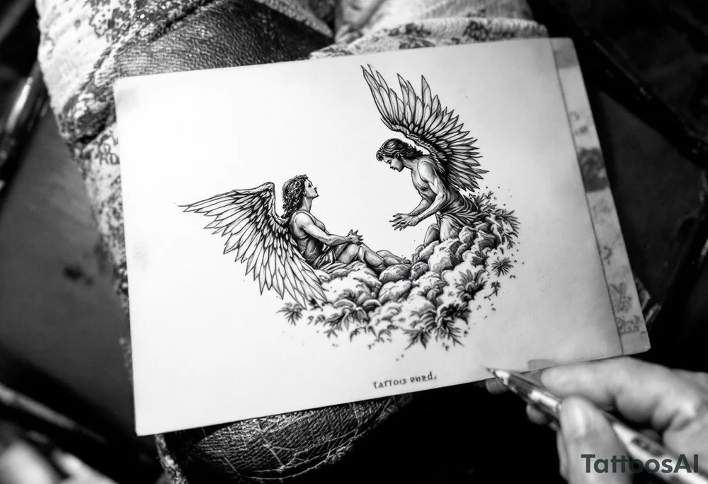 angels looking down upon the world/earth. tattoo idea