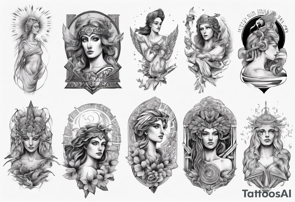 Greek mythology sleeve tattoo for women of power and success tattoo idea