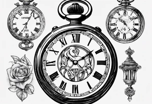 Roman numeral 4 on antient pocket watch tattoo idea
