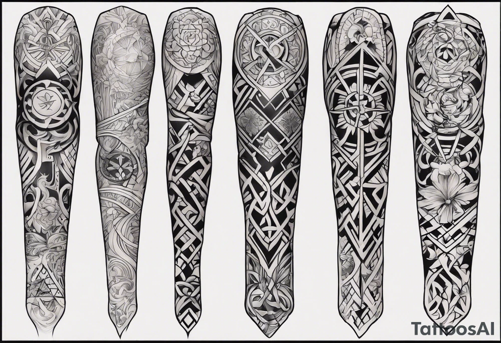 full arm sleeve irish tattoo tattoo idea