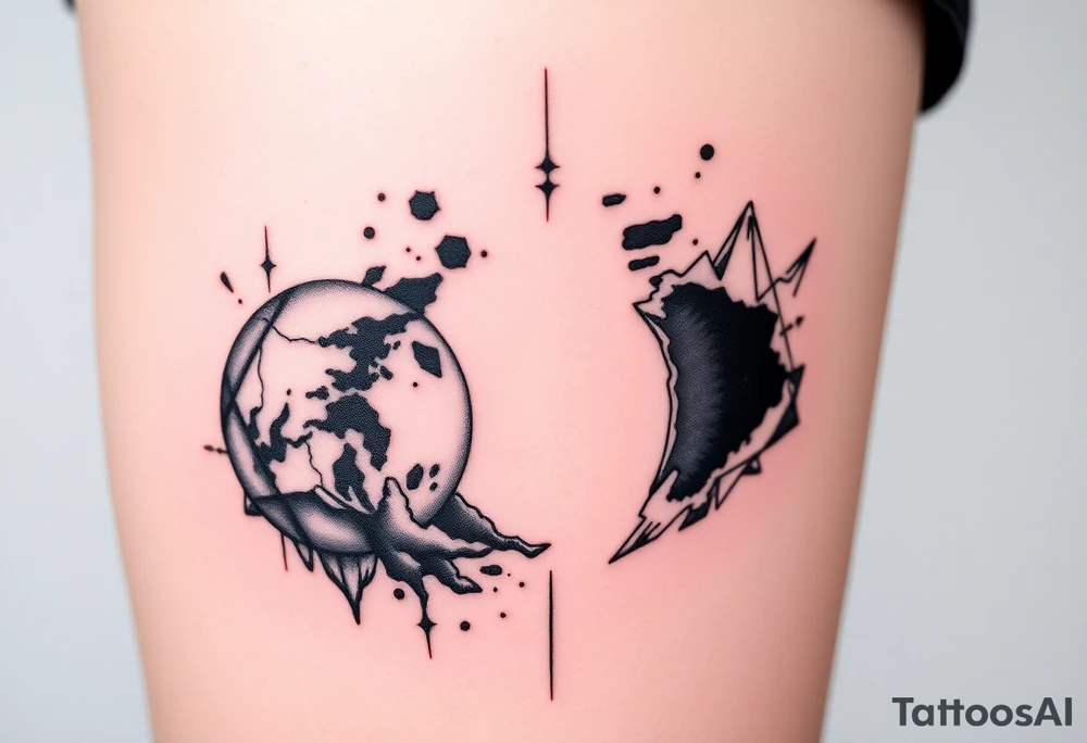 2 different worlds on both sides of a black hole tattoo idea