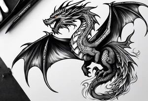 A dragon burning in flames tattoo idea
