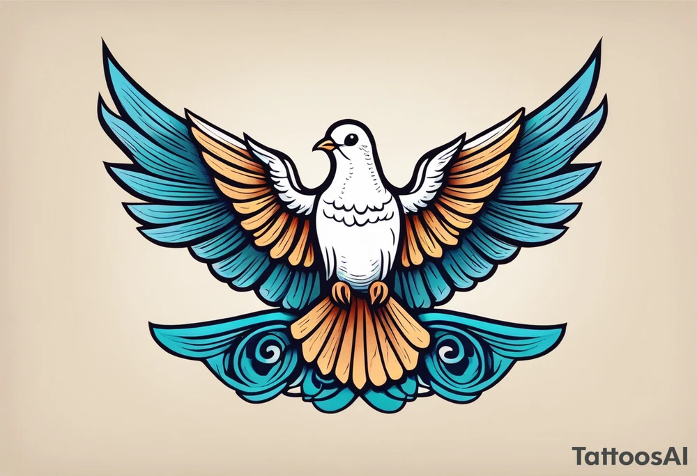 dove with wings open
old school vintage simple traditional design 



bold color simple tattoo idea