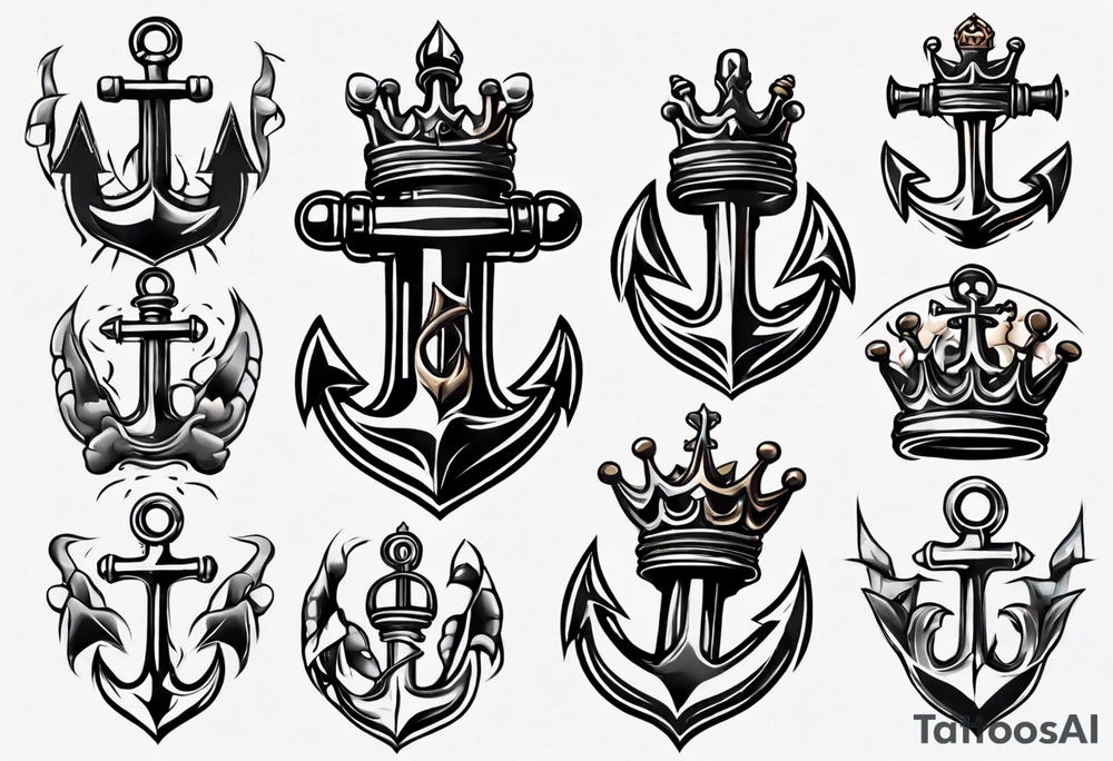 Anchor with a crown on top tattoo idea