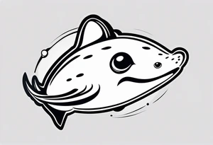 cute sting ray leaping out of water, smiling, feminine, cartoon tattoo idea