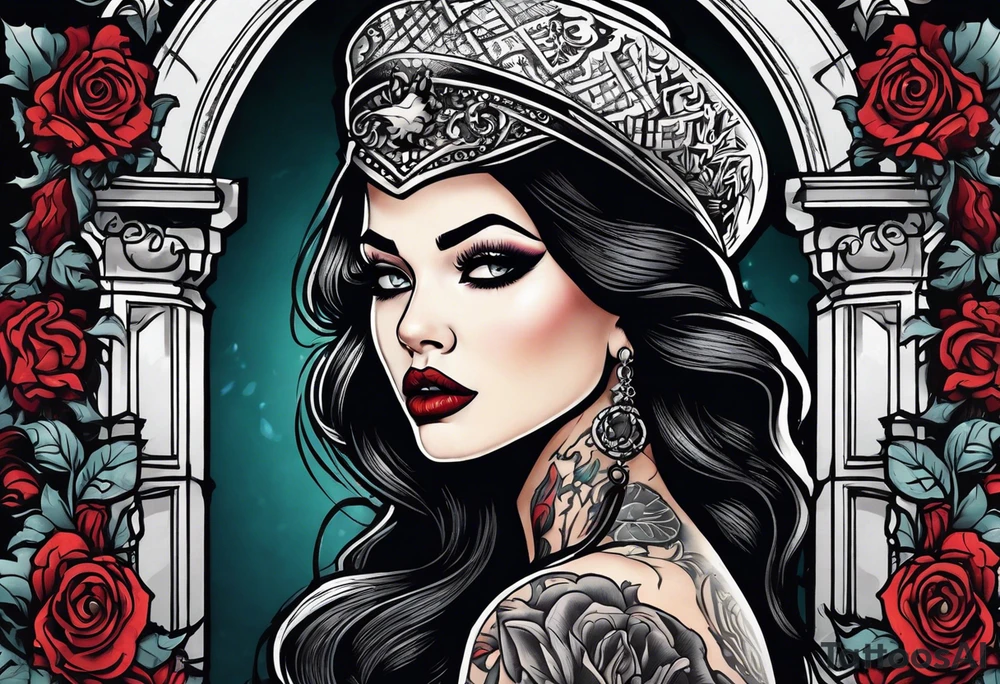 Woman walking out of a graveyard  leaving her old terrifying past behind her tattoo idea