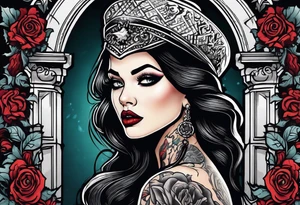 Woman walking out of a graveyard  leaving her old terrifying past behind her tattoo idea