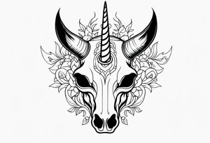 Unicorn skull with horns tattoo idea