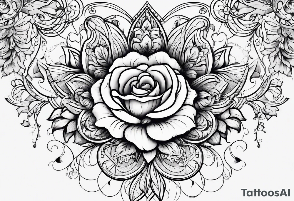 Flowers and hearts tattoo idea