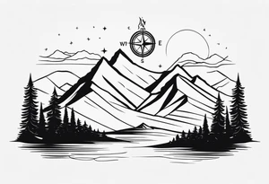 mountain and compass tattoo idea