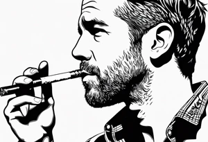 Ryan Reynolds smoking cigarette tattoo idea