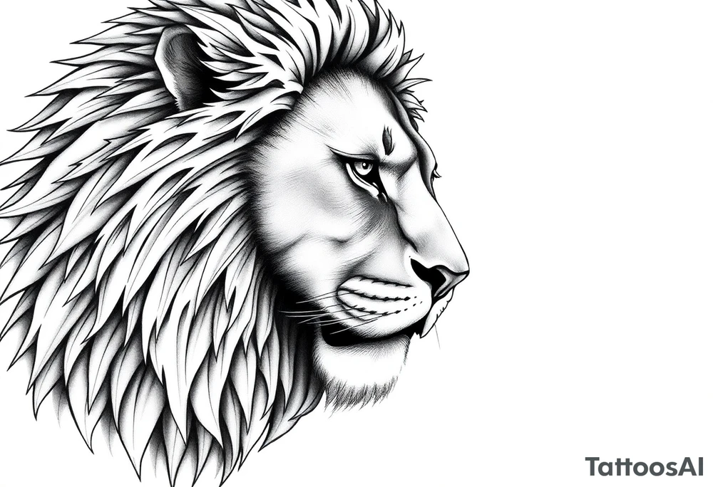 powerful majestic lion, close-up tattoo idea