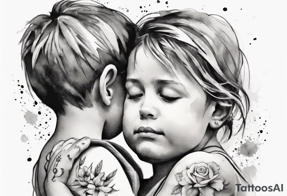 Mother hugging her son tattoo idea