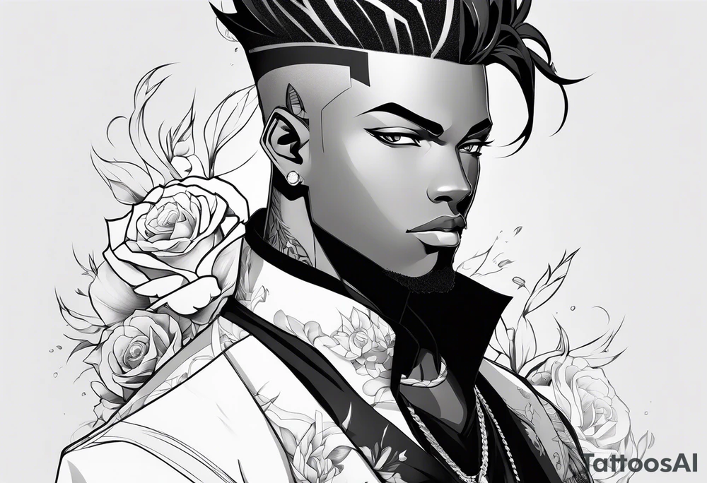A male black anime character tattoo idea