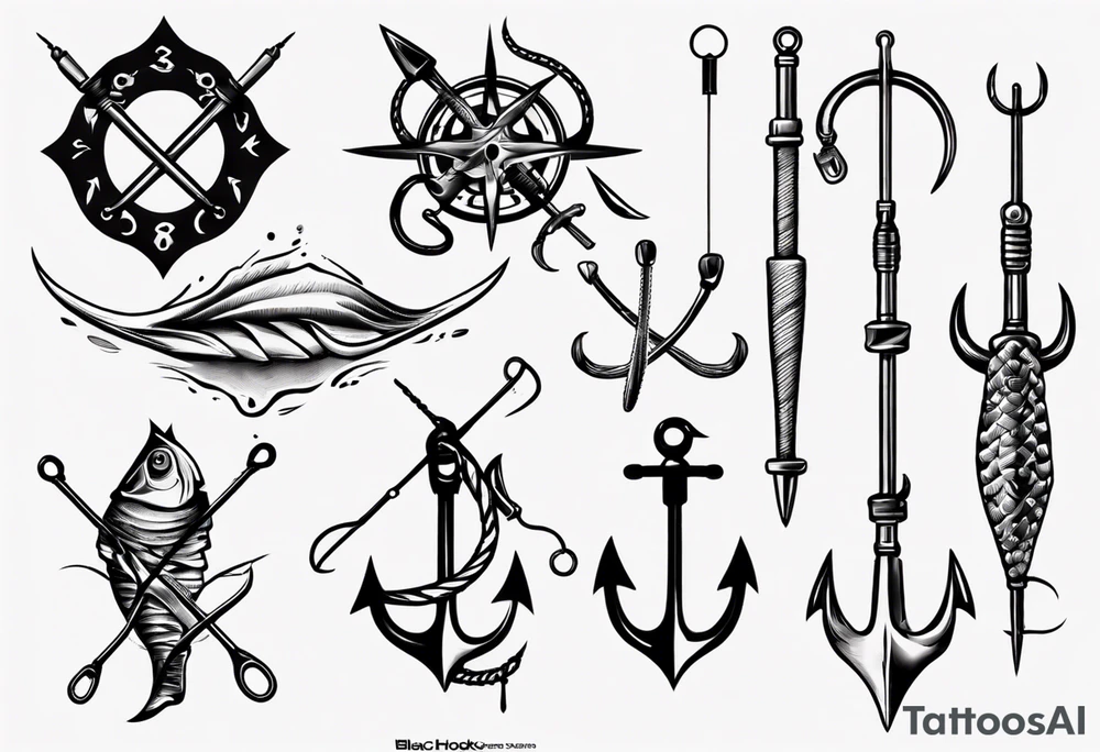 Fishing hooks crossed tattoo idea