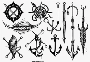 Fishing hooks crossed tattoo idea