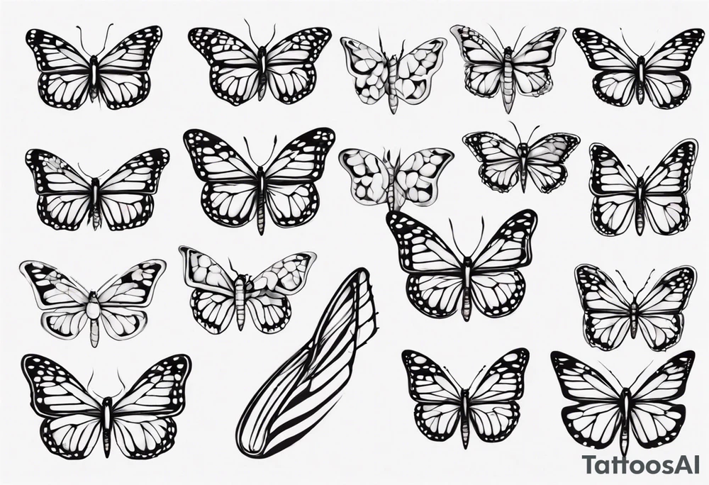 realistic monarch butterfly simple black outline landed on a finger tattoo idea