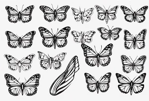 realistic monarch butterfly simple black outline landed on a finger tattoo idea