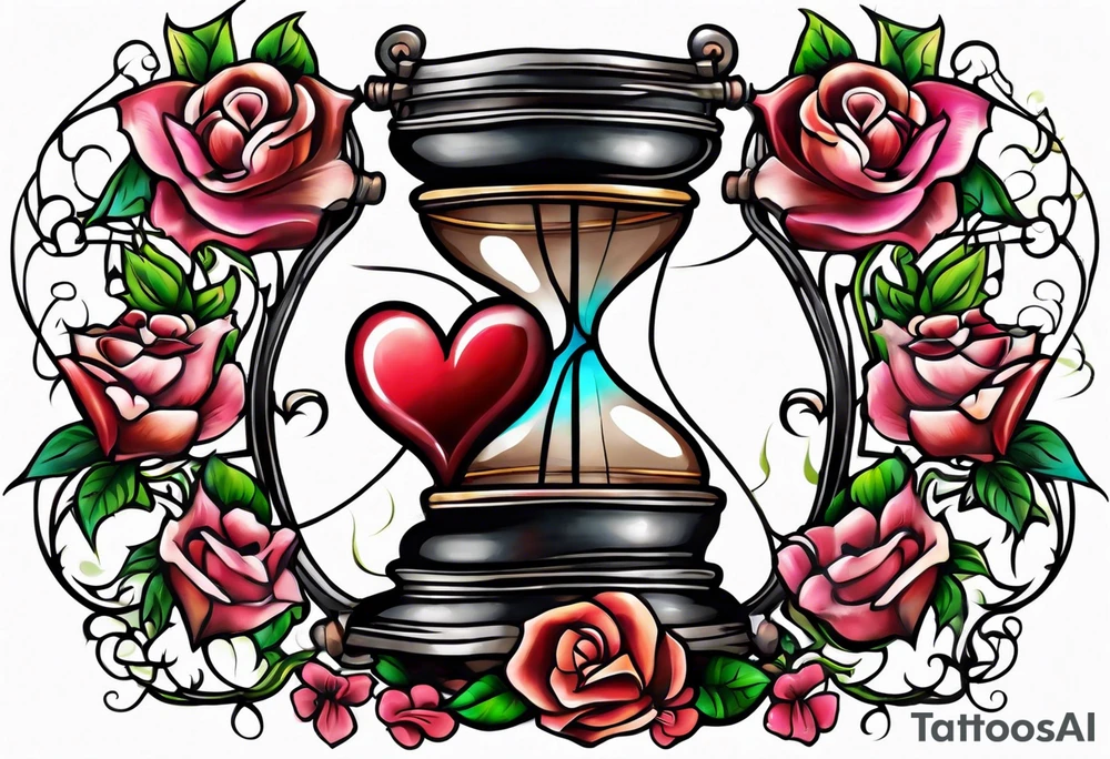 Hourglass heart tattoo idea