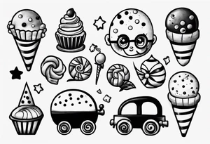 bonbon and choo choo tattoo idea
