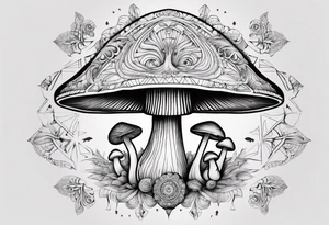 book, mushrooms, psychedelic, mandala tattoo idea