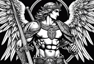 saint michael holding a sword tattoo idea