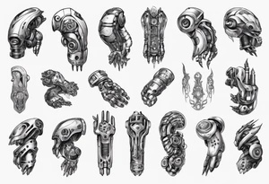 robotic forearm tattoo idea