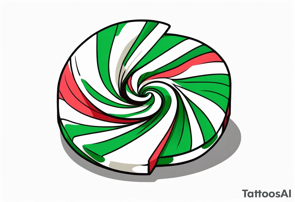 small tattoo of a green swirl peppermint candy in the wrapper tattoo idea