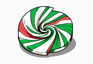 small tattoo of a green swirl peppermint candy in the wrapper tattoo idea