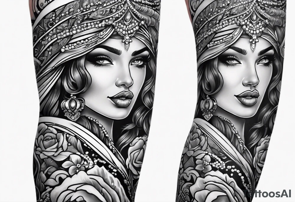 New Orleans themed arm sleeve tattoo idea