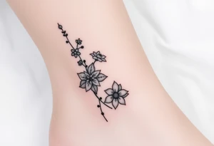 Hexagon Leo larkspur and water lilies tattoo idea