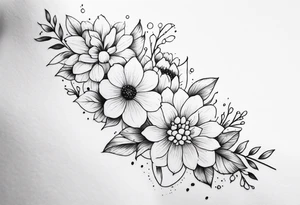 Verticle arm placement of dainty flowers forearm tattoo idea