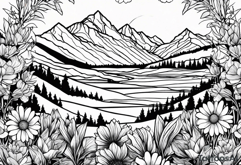 wildflowers, sunshine, moutains tattoo idea
