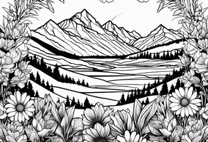 wildflowers, sunshine, moutains tattoo idea