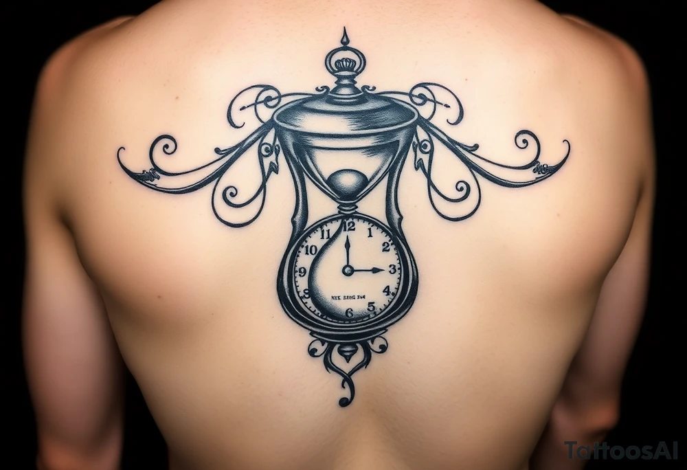 Music, hourglass, pocket watch tattoo idea