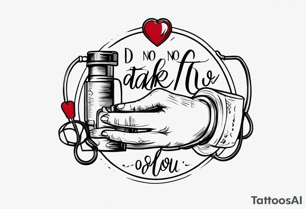 “Do no harm but take no shit” in calligraphy with middle finger and stethoscope for nurse tattoo idea