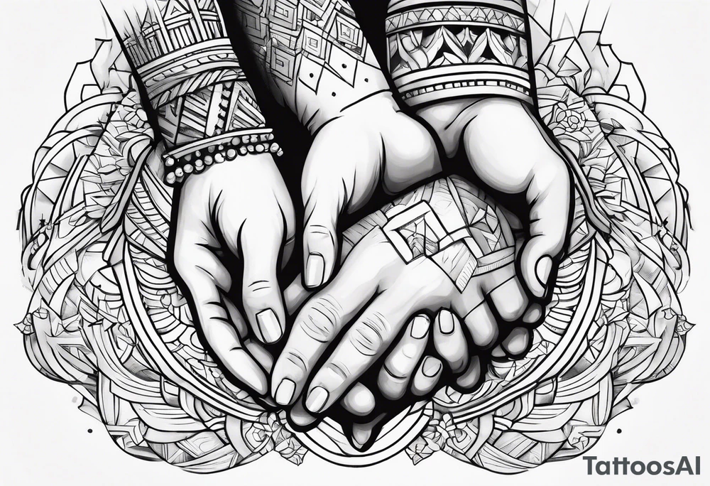 Mom dad family hold hand tattoo idea