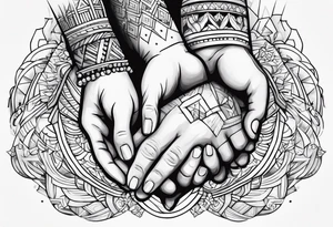 Mom dad family hold hand tattoo idea