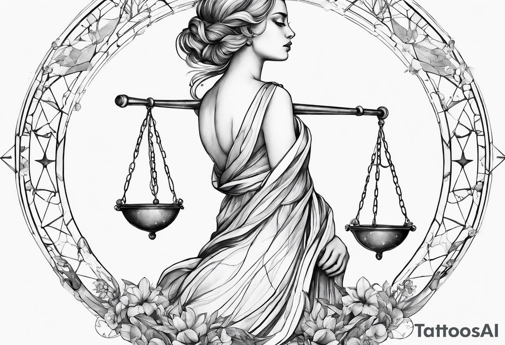 Geometric libra with constellation tattoo idea