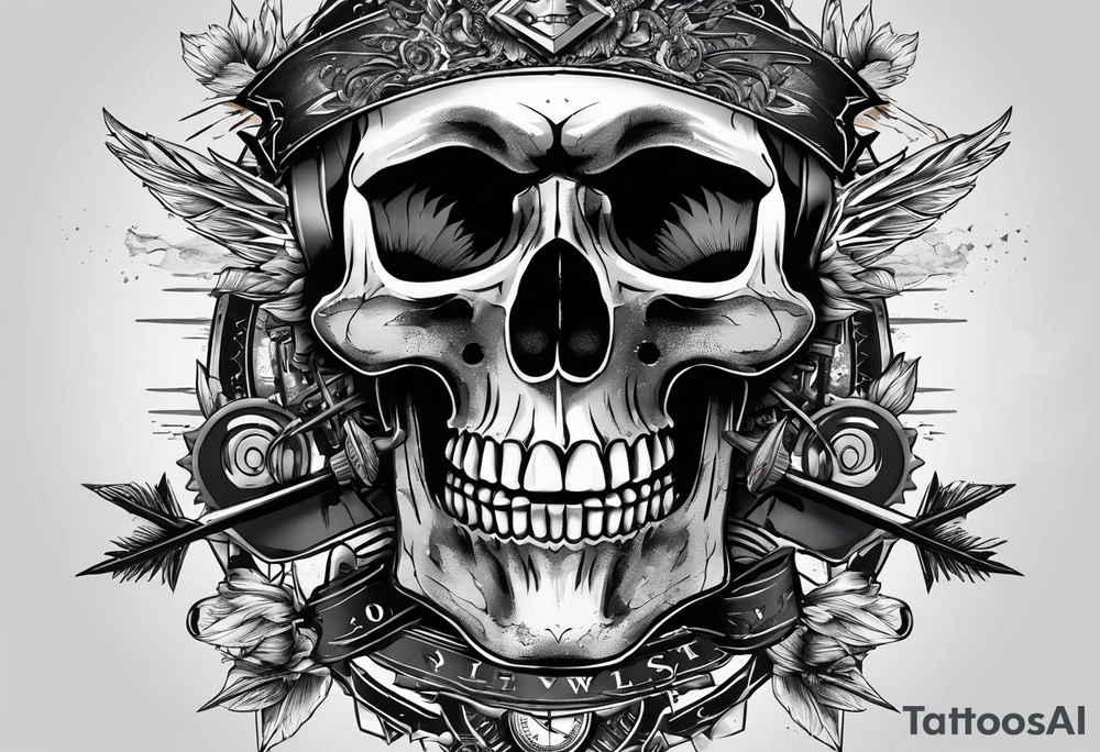 A skull in which instead of brains there are arrows pointing to different points in time (past, present, future), with the motto “Use wisely.” tattoo idea