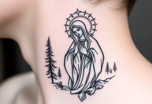 virgin mary in a russian wilderness setting tattoo idea