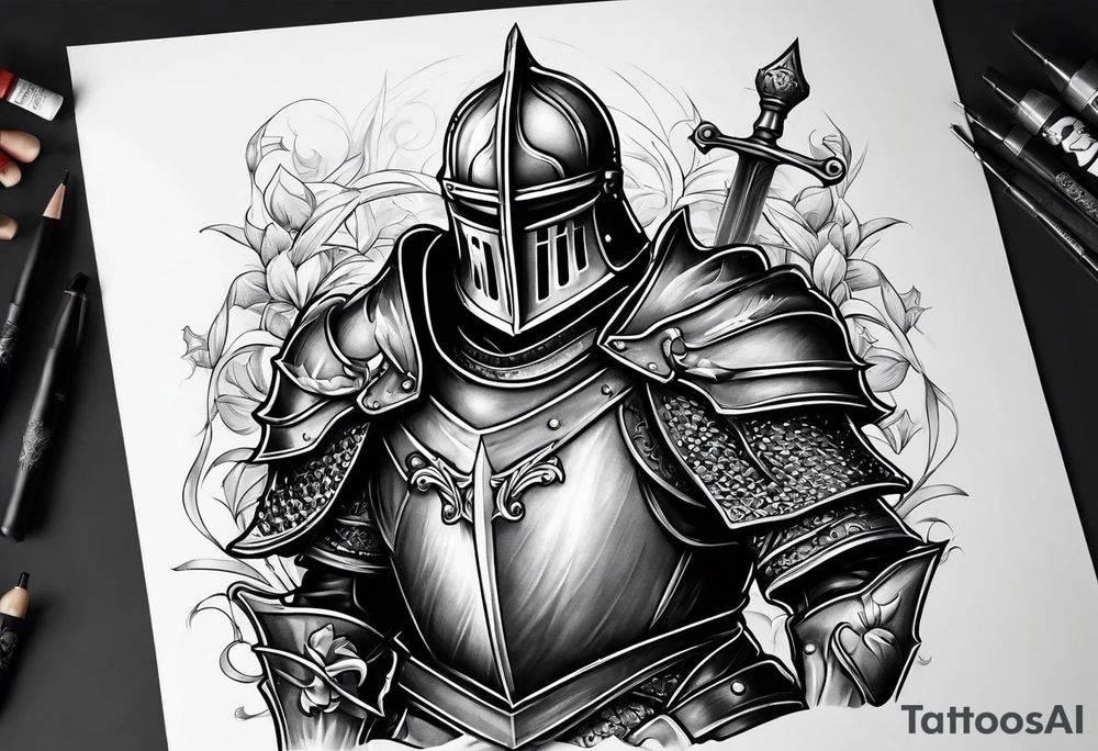 full body knight tattoo idea