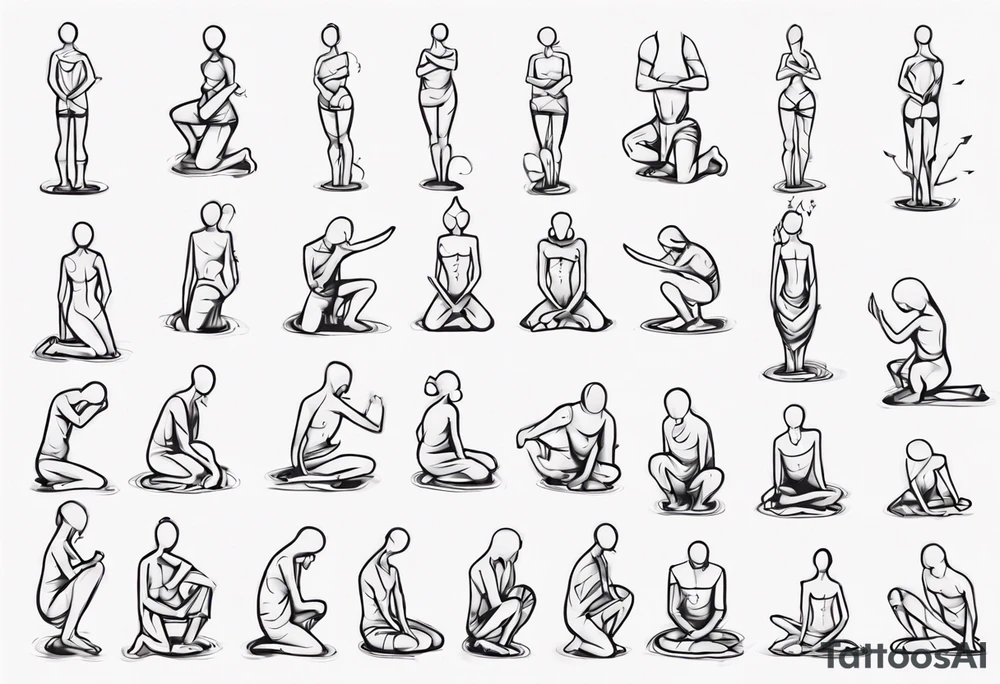 Stick figure kneeling tattoo idea