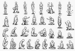 Stick figure kneeling tattoo idea