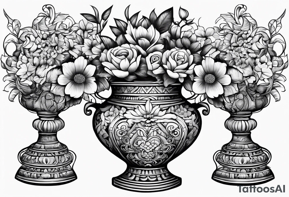 drawing ancient flower vase tattoo idea
