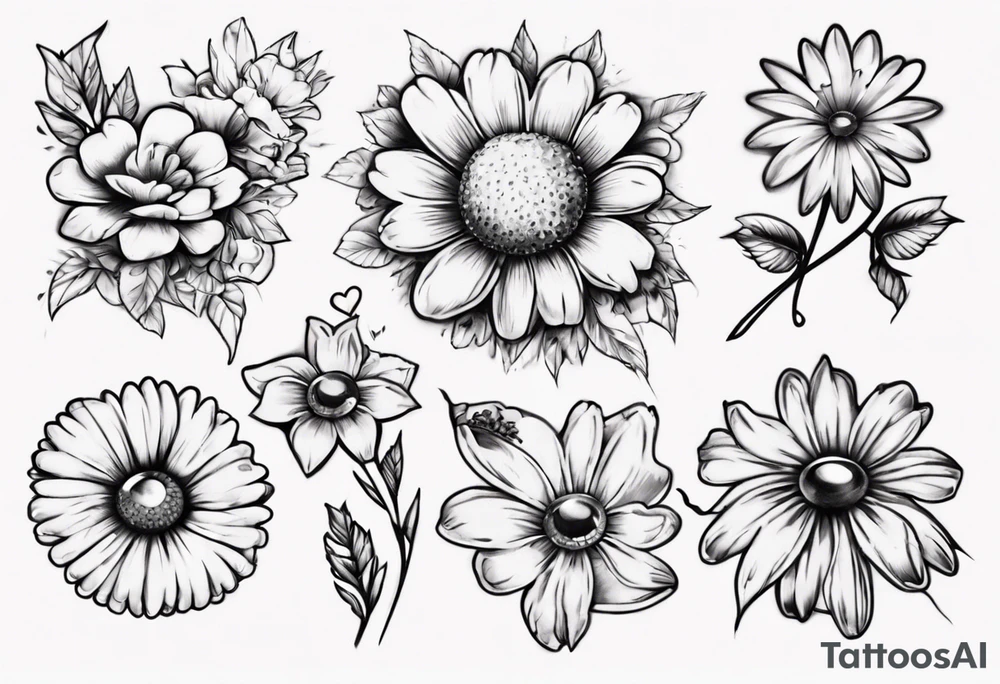 Valentine and daisy tattoo idea