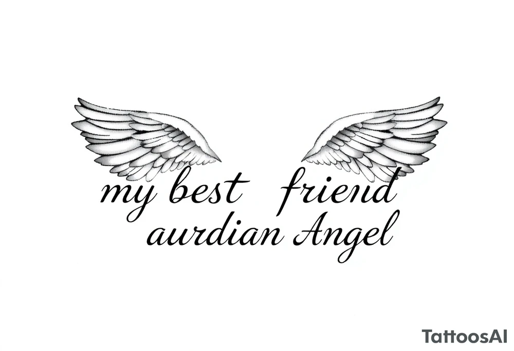 my best friend is my guardian angel with angel wings tattoo idea