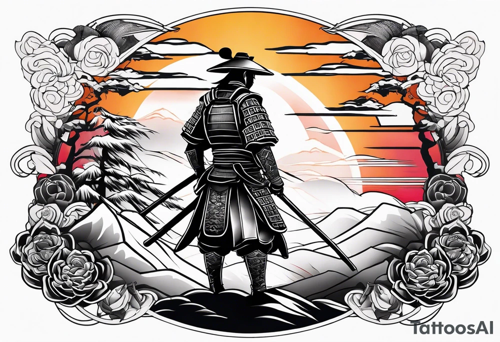 Samurai with sunset tattoo idea