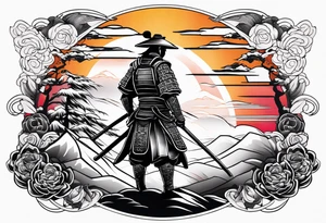 Samurai with sunset tattoo idea