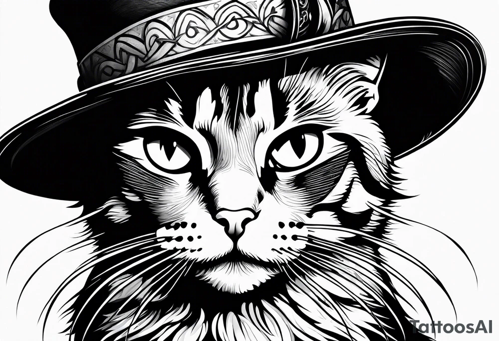 cat with a hat tattoo idea
